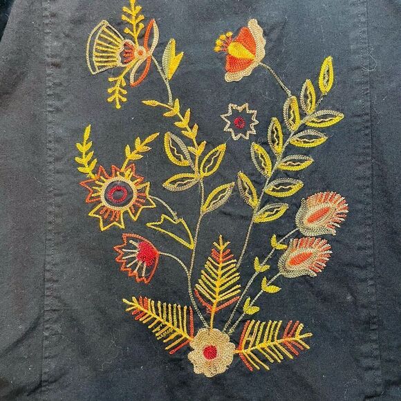 Alex Kim Fall Autumn Jacket Womens 1X Black Floral Embroidered Art to Wear Artsy - Picture 6 of 10